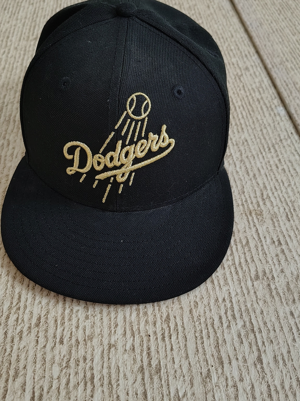 Los Angeles Dodgers New Era Cooperstown Collection Black & Gold Cap, Sz 7 1/4